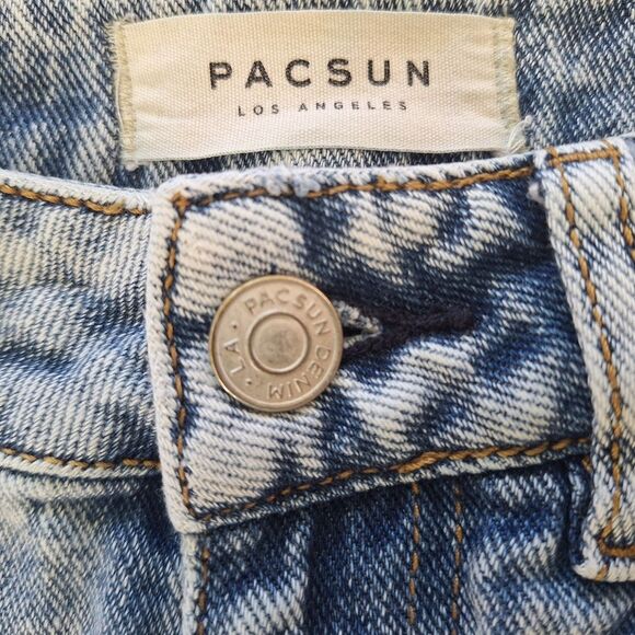 Pacsun Mom Jean Shorts Distressed Blue Denim with Frayed Hem size 23" - Picture 4 of 11